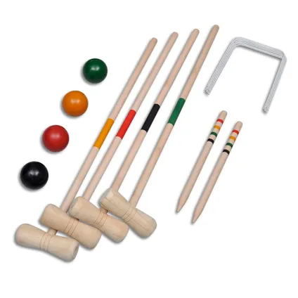 vidaXL Ensemble de croquet en bois pour 4 joueurs 2