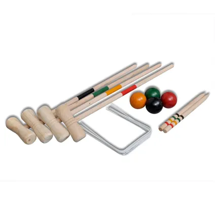 vidaXL Ensemble de croquet en bois pour 4 joueurs 3