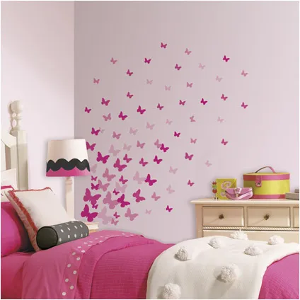 RoomMates muursticker Pink Flutter Butterflies