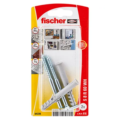 Fischer constructieplug S8R60 + winkelhaak 2st.