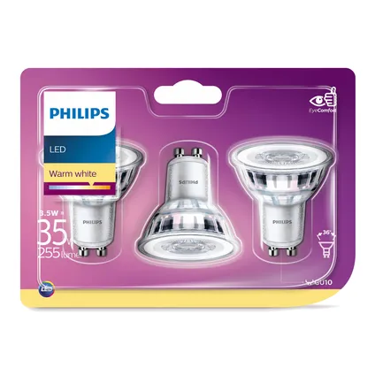 Spot LED Philips 3,5W GU10 - 3 pièces 2