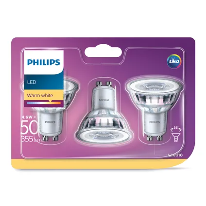 Spot LED Philips 4,6W GU10 - 3 pièces 3