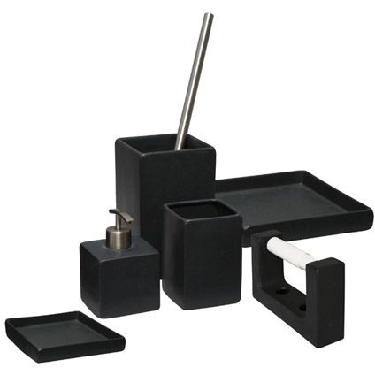 Square 6-delige badkamerset accessoire zwart