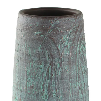Steege Vaas - brons met groen - antiek look - keramiek - 17 x 37 cm 2