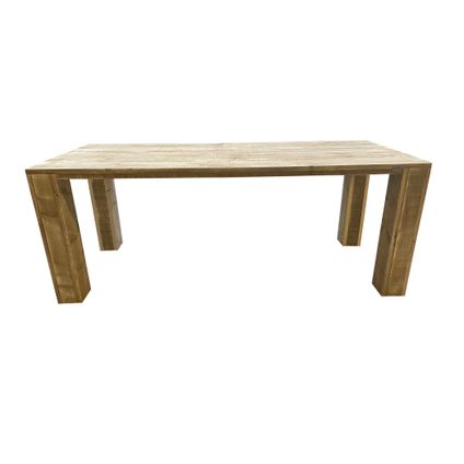 Wood4You tafel blokpoot steigerhout bruin 220x90cm