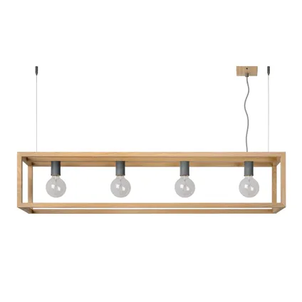 Lucide hanglamp ‘Oris’ hout 4x60W 2