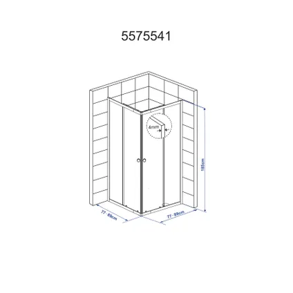 Parois de douche à accès d'angle Baseline blanc 185x77-89cm
 7