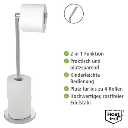 Wenko staande toiletrolhouder 2-in-1 RVS glanzend 3