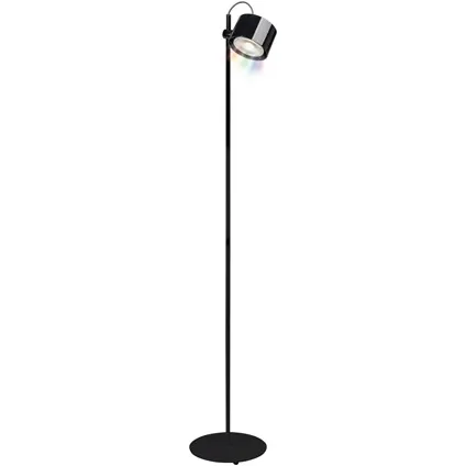iDual Jasmine LED vloerlamp staand glanzend zwart dimbaar met afstandsbediening