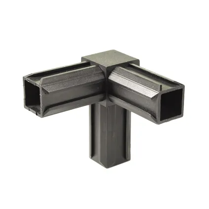 XD-buisverbinder 90° met een haakse afloop Materiaal: Polyamide, kleur: zwart 20 x 20 x 1,5 mm
