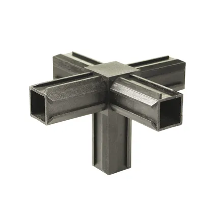 Raccord de tubes XD, pièce en forme de croix à sortie supplémentaire à angle droit Matériau: Polyamide, couleur : noir 20 x 20 x 1,5 mm