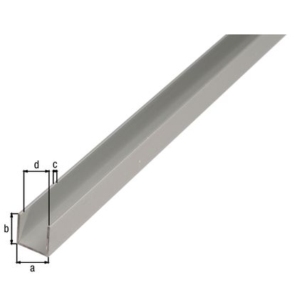 Profilé en U Alberts en aluminium anodisé argent 15x10x1,5mm 1m