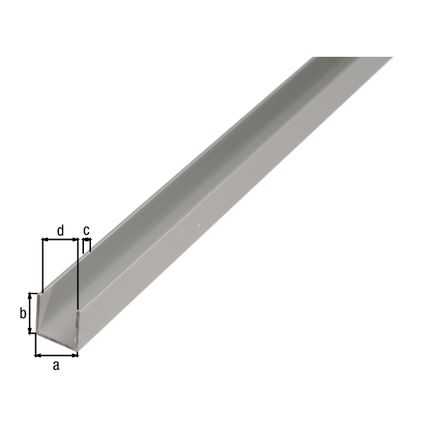 Alberts U-profiel aluminium zilver 10x20x10x1,5mm 1m