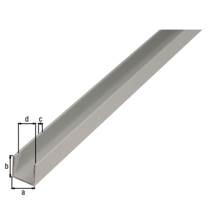 GAH Alberts U-profiel aluminium zilverkleurig geëloxeerd oppervlak 22x10x1,5mm 2m