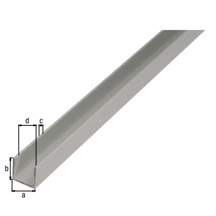 Alberts Profil en U en aluminium surface anodisé argent 22x10x1,5mm 2m