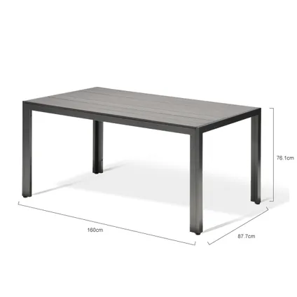 Table de jardin Central Park Daphne anthracite aluminium 160x88cm 6