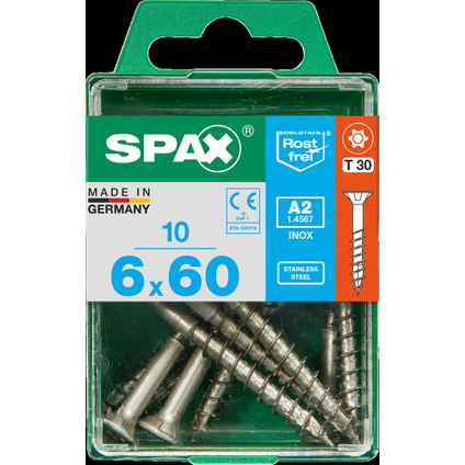 Vis universelle Spax T-Star+ A2 inox 6x60mm 10 pièces