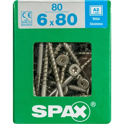 Vis universelle Spax T-Star+ A2 inox 6x80mm 80 pièces