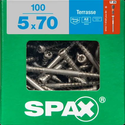 Vis pour terrasse Spax 'T-star' acier inoxydable 5x70mm 100 pcs