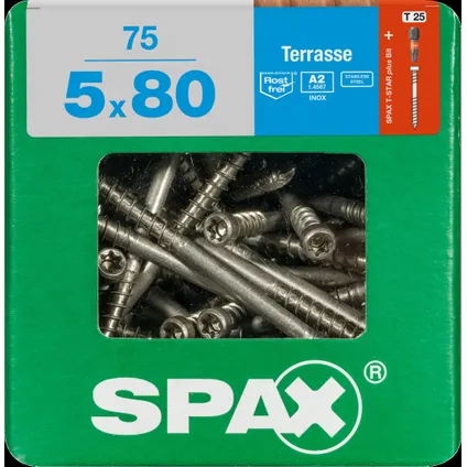 Vis pour terrasse Spax 'T-star' acier inoxydable 5x80mm 75 pcs