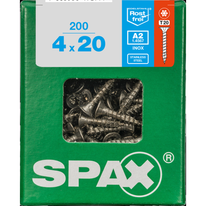 Spax universeelschroef T-Star + A2 inox 4x20mm 200 st