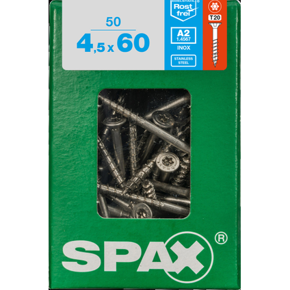 Spax universeelschroef T-Star + A2 inox 4,5x60mm 50 st