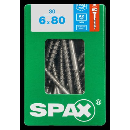 Vis universelle Spax inox 'T-STAR' acier inox 6 x 80 mm - 30 pcs