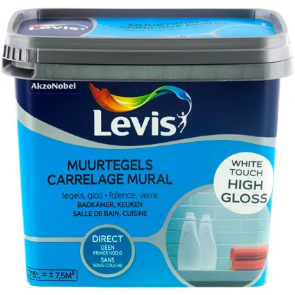 Levis verf 'Muurtegels' High Gloss White Touch 750ml