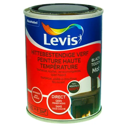 Levis hittebestendige verf black touch mat 250ml