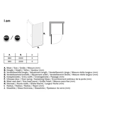 Porte de douche pivotante + paroi latérale Sealskin I AM noir mat 100x100cm|8mm verre sécurit transparent anti-calcaire 5
