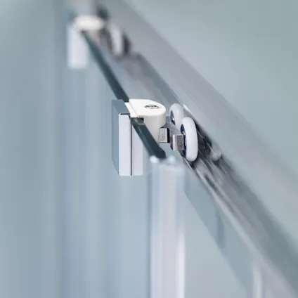 Porte de douche coulissante pour niche Sealskin Compact aluminium argenté poli 140cm|6mm verre sécurit transparent 3