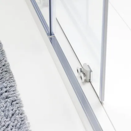 Porte de douche coulissante pour niche Sealskin Compact aluminium argenté poli 140cm|6mm verre sécurit transparent 6