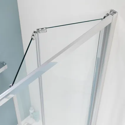 Porte de douche pliante + paroi fixe Sealskin Compact aluminium argenté poli 90x90cm|6mm verre sécurit transparent 4