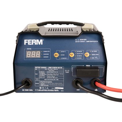 FERM BCM1020 Acculader met starthulp + Impuls druppellading 6V/12V