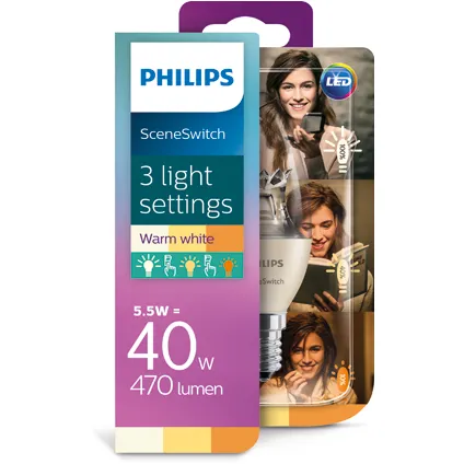 Philip SceneSwitch LED- lamp kaars 40W E14 2