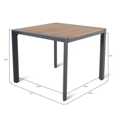 Table de jardin Central Park Analee eucalyptus/aluminium 90x90cm 2