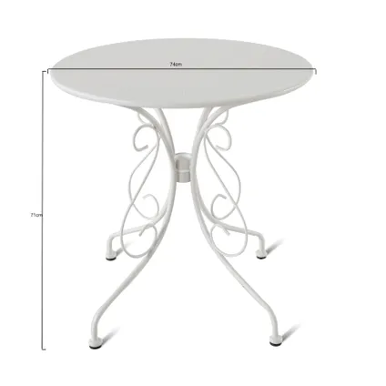 Table de bistrot Central Park Lucille blanc acier Ø70cm 6