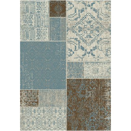 Vloerkleed Fajah vintage patchwork blauw / bruin 160 x 230 cm