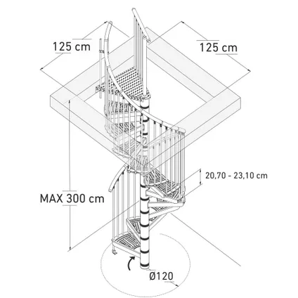 Escalier en colimaçon Delta - Sogem - métal - diamètre 120 cm - hauteur 300 cm - moderne 6