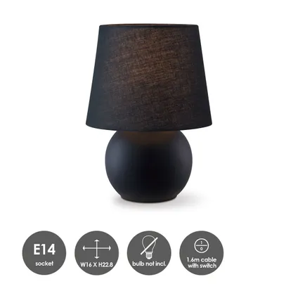 Lampe de table Home Sweet Home Isla noir ⌀16cm 40W 5