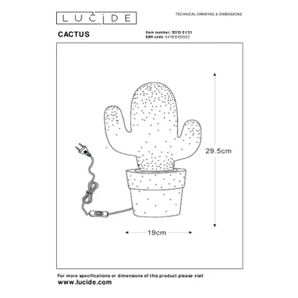 Lampe de table Lucide Cactus blanche E14 40W 4