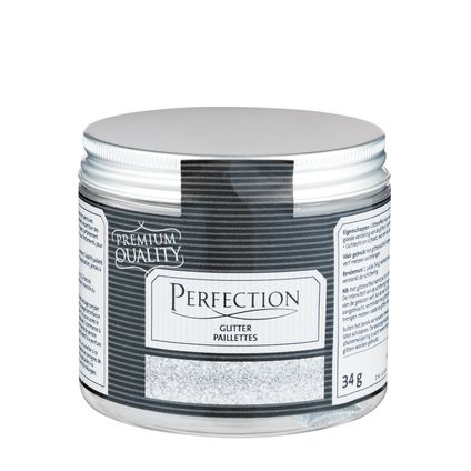 Perfection glitter voor verf/lak/inkt zilver 34gr