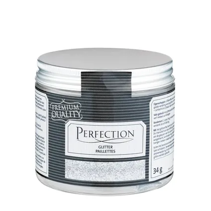 Perfection glitter voor verf/lak/inkt zilver 34gr
