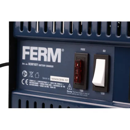 FERM Acculader 6V/12V - Max. 75Ah - 5A - incl. set accuklemkabels 3