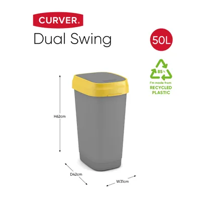 Kis Dual swing vuilnisbak Eco geel 50L 2