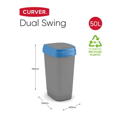 Kis Dual swing vuilnisbak Eco blauw 50L 2