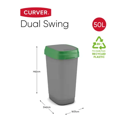 Kis Dual swing vuilnisbak Eco groen 50L 2