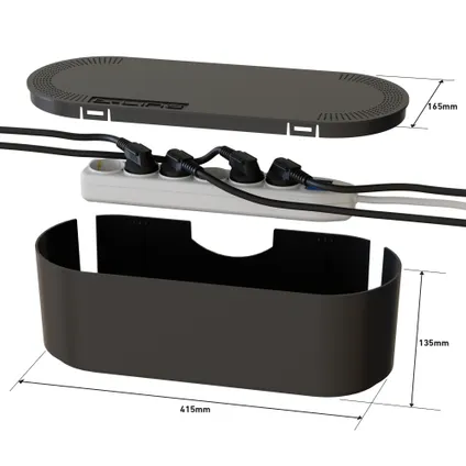 D-Line kabelbox opbergdoos voor 6-voudige stekkerdoos zwart 3