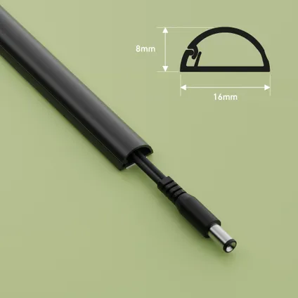 D-Line zelfklevende kabelgoot halfrond 16x8mm 2m zwart 2