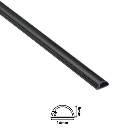 D-Line zelfklevende kabelgoot halfrond 16x8mm 2m zwart 8